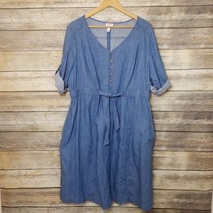 Isabel Maternity Chambray Shirt Dress W/pockets!